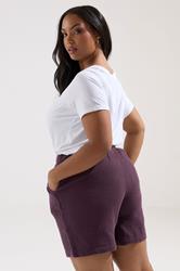 YOURS Plus Size Purple Cotton Cheesecloth Shorts | Yours Clothing 2