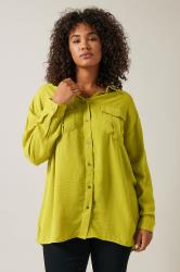 EVANS Plus Size Chartreuse Green Long Sleeve Utility Shirt | Evans  1