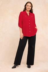 EVANS Plus Size Red Tab Sleeve Blouse | Evans 1