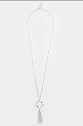 Silver Tone Knot Tassel Longline Necklace | Yours Clothing 3