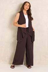 EVANS Plus Size Brown Waterfall Waistcoat | Evans 1