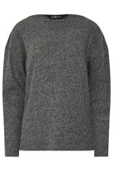 LTS Tall Charcoal Grey Ribbed Soft Touch Batwing Top
