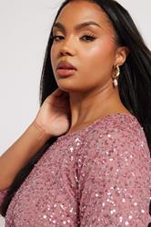 LUXE Plus Size Dark Pink Sequin Hand Embellished Maxi Dress | Yours Clothing  2