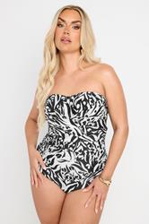 YOURS Plus Size Black Abstract Animal Print Super Sculpt Swimsuit | Yours Clothing 6