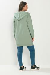 YOURS Plus Size Sage Green Longline Zip Hoodie | Yours Clothing 2