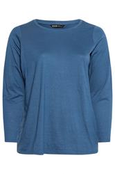YOURS Curve Teal Blue Long Sleeve Core T-Shirt
