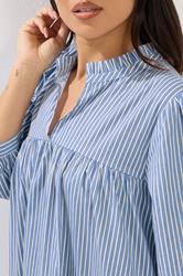 PixieGirl Petite Women's Blue Stripe Smock Cotton Dress | PixieGirl 5