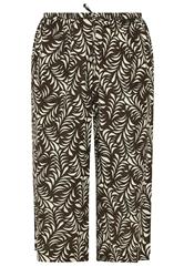 EVANS Curve Brown Leaf Print Linen Cropped Trousers
