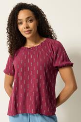 M&Co Berry Red Foil Detail Blouse | M&Co 1