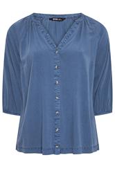 YOURS Curve Blue Chambray Blouse