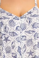 YOURS Plus Size White Shell Print Linen Dress | Yours Clothing 5