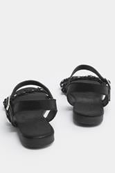 Black Ditsy Floral Sandals In Wide E Fit | Yours Clothing 4
