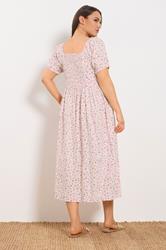 YOURS Plus Size Pink Ditsy Print Maxi Dress | Yours Clothing 4