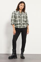 PixieGirl Petite Women's Green Check Collar Smock Top | PixieGirl 2