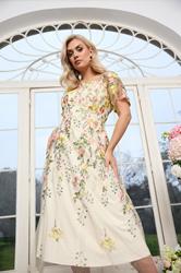 YOURS LONDON Plus Size Yellow Embroidered Floral Maxi Dress | Yours Clothing 3