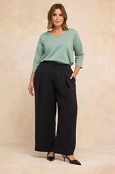 EVANS Plus Size Sage Green V-Neck Cotton Top | Evans 1