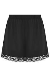 LIMITED COLLECTION Plus Size Black Lace Hem Crinkle Shorts | Yours Clothing 5