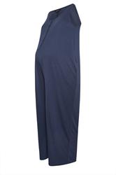 BUMP IT UP MATERNITY Curve Navy Blue Modal Nursing Jumpsuit