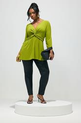 YOURS LONDON Plus Size Green Knot Front Top | Yours Clothing 1