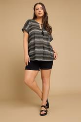 YOURS Plus Size Black Metallic Zig Zag Tie Neck Top | Yours Clothing 6