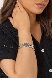 Silver Tone Textured Heart Stretch Bracelet | Yours Clothing 1