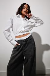 PixieGirl Petite Women's White Elasticated Hem Cotton Shirt | PixieGirl 3