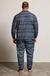 BadRhino Big & Tall Navy Blue Fairisle Pyjama Set | BadRhino 2