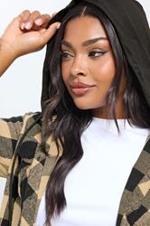 YOURS Plus Size Natural Brown Hooded Check Shirt | Yours Clothing 4