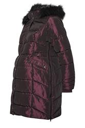 BUMP IT UP Maternity Curve Purple Panelled Puffer Midi Coat