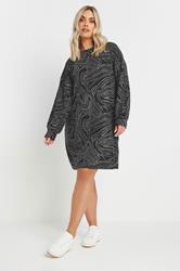 YOURS Plus Size Black Abstract Print Soft Touch Jumper Dress | Yours Clothing 3