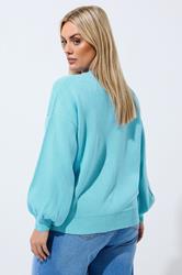 LIMITED COLLECTION Plus Size Light Blue Balloon Sleeve Knitted Cardigan | Yours Clothing 2