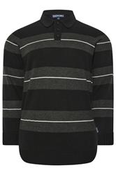 BadRhino Big & Tall Black Stripe Collared Knitted Polo | BadRhino 6