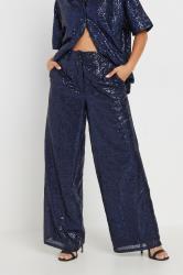 PixieGirl Petite Women's Navy Blue Sequin Embellished Wide Leg Trousers | PixieGirl 4