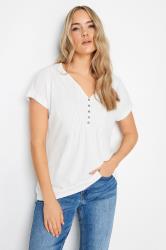 LTS Tall Women's Ivory White Cotton Henley T-Shirt | Long Tall Sally 3