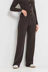 LTS Tall Women's Chocolate Brown Ribbed Wide Leg Trousers | Long Tall Sally 1