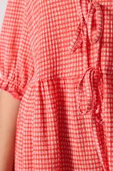 YOURS Plus Size Red Gingham Bow Tie Front Peplum Top | Yours Clothing 4