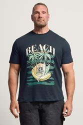 JACK & JONES Navy Blue 'Beach' Graphic Print T-Shirt | BadRhino 3