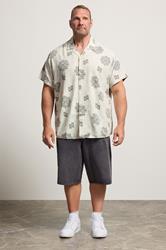 JACK & JONES Big & Tall Natural Abstract Print Short Sleeve Shirt | BadRhino 1