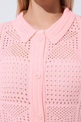 LIMITED COLLECTION Plus Size Pink Crochet Knitted Shirt | Yours Clothing 5