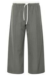 PixieGirl Petite Grey Contrast Waist Wide Leg Trousers