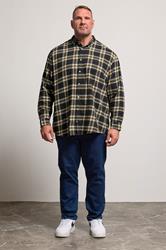 JACK & JONES Big & Tall Black Classic Flannel Checked Shirt | BadRhino 1
