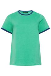 YOURS Curve Green Contrast Trim T-Shirt