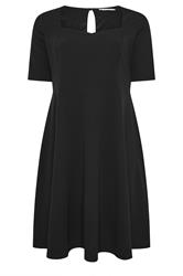 YOURS LONDON Curve Black Panel Skater Dress
