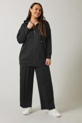 EVANS Plus Size Black Luxe Zip Through Hoodie | Evans 1