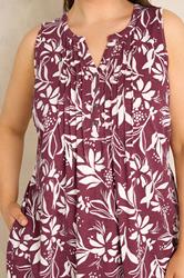 EVANS Plus Size Berry Red Leaf Print Cotton Dress | Evans  5