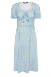 PixieGirl Petite Women's Blue Floral Tie Front Midi Dress | PixieGirl 5