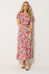 LTS Tall Women's Natural Brown & Pink Floral Cotton Maxi Dress | Long Tall Sally 1