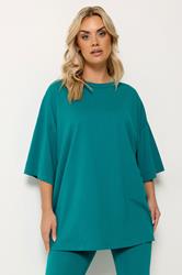 YOURS Plus Size Teal Blue Boxy T-Shirt | Yours Clothing 3