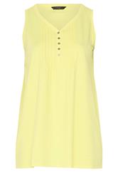 EVANS Curve Yellow Sleeveless Henley Top