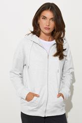 LTS Tall Light Grey Zip Through Pocket Hoodie | Long Tall Sally  1